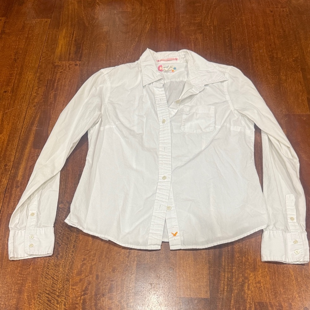 2010s American Eagle Outfitters White Button-Up Shirt - Classic Long Sleeve